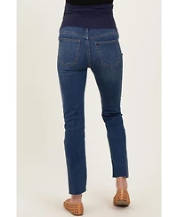 Pinkblush Women's Dark Blue Slim Fit Raw Hem Jeans