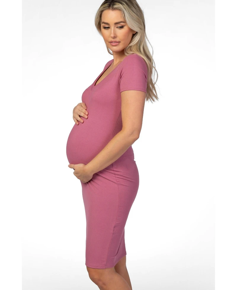 Pinkblush Women's Mauve Ribbed Dress