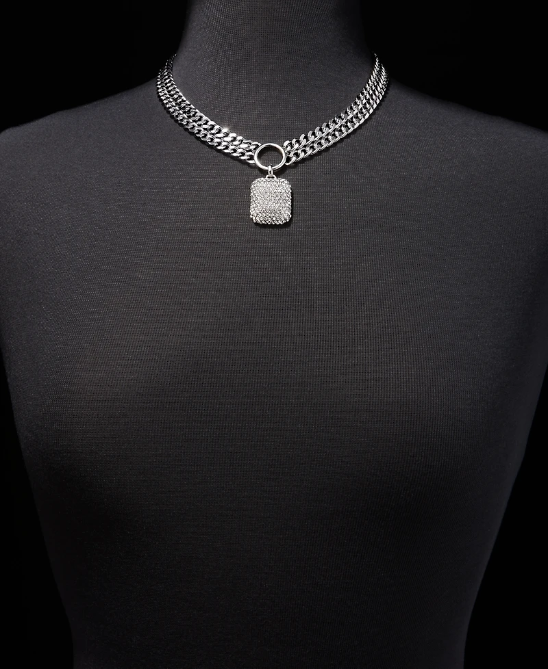 I.n.c. International Concepts Pave Square Statement Pendant Necklace, 16-1/2" + 3" extender, Macy's Exclusive