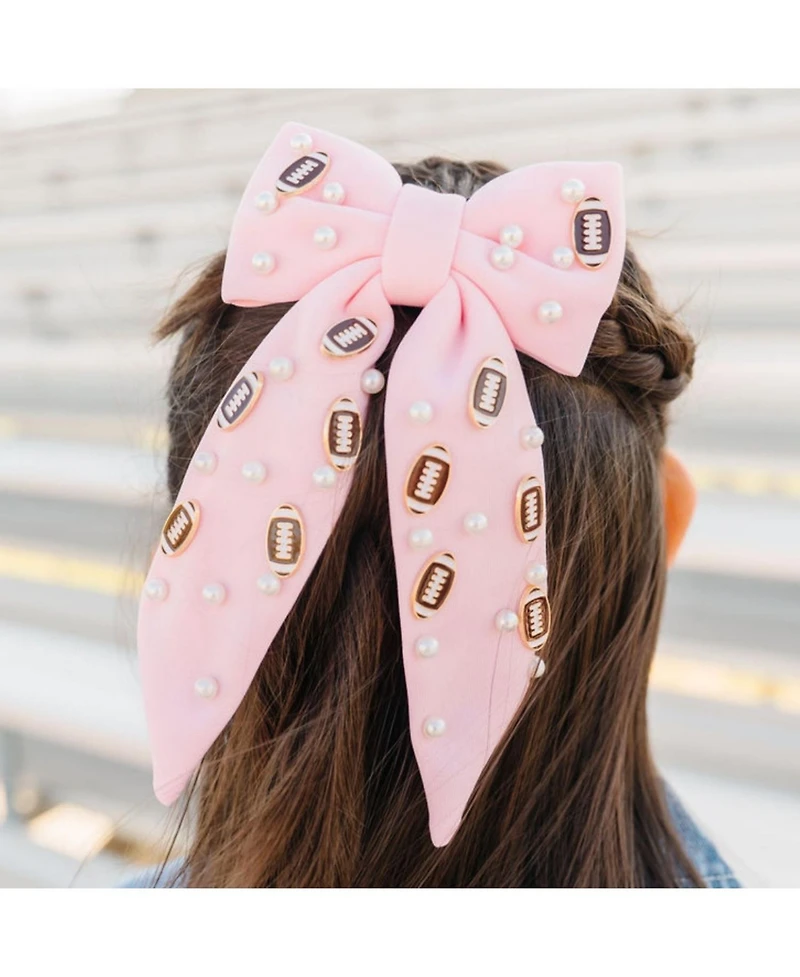 Sweet Wink Little and Big Girls Football Pearl Bow Clip