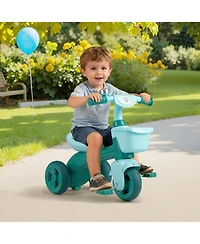 Slickblue Kids Tricycle with Front Basket, Bell and Limited Steering
