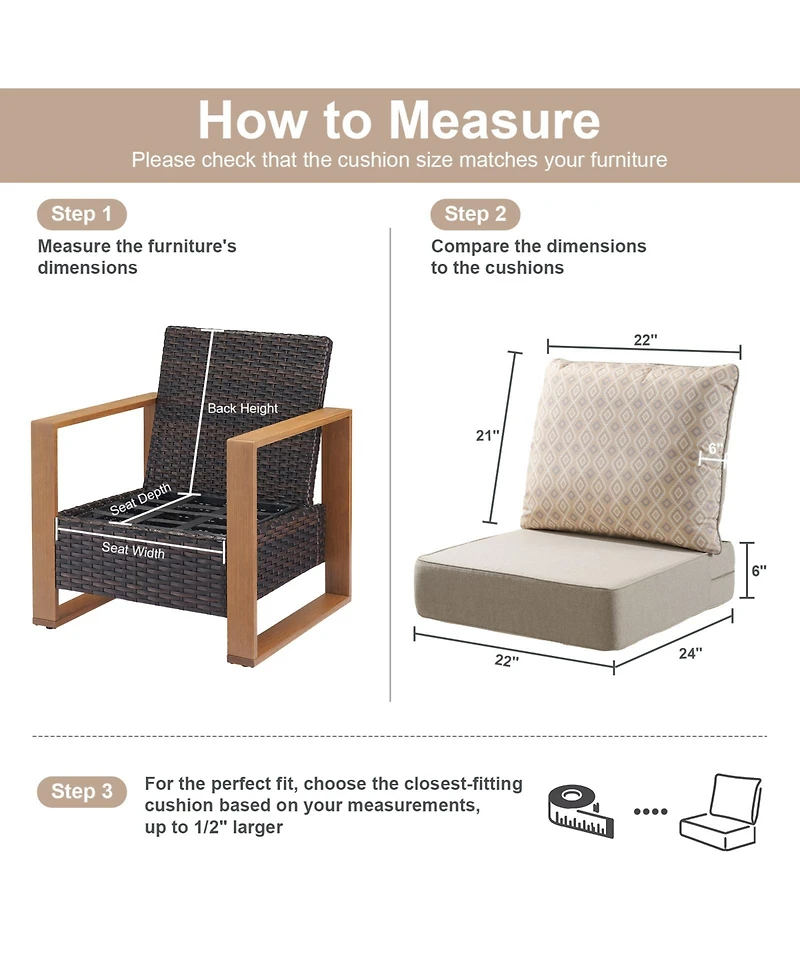 Pocassy 6" Thicker Outdoor Chair Cushion Set