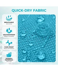 homfan Set of 4 Sky Blue Outdoor Lounge Chairs, Adjustable Patio Recliner with 5-Position Backrest and Textilene Fabric