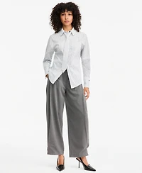 Bar Iii Women's Poplin Point-Collar Tie Shirt, Macy's Exclusive