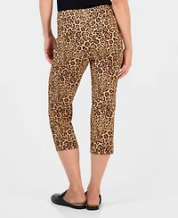 Petite Leopard-Print Rivet Pull-On Capris, Created for Macy's