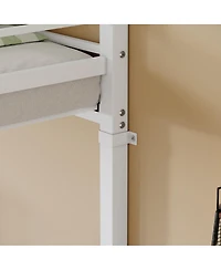 Streamdale Furniture Twin Over Twin Metal Bunk Bed with Ladder and Guardrail
