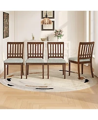 Flynama Set of 2 Rubberwood Lvl Fabric Dining Chairs, Curved Wood Backrest 250lbs Weight Capacity