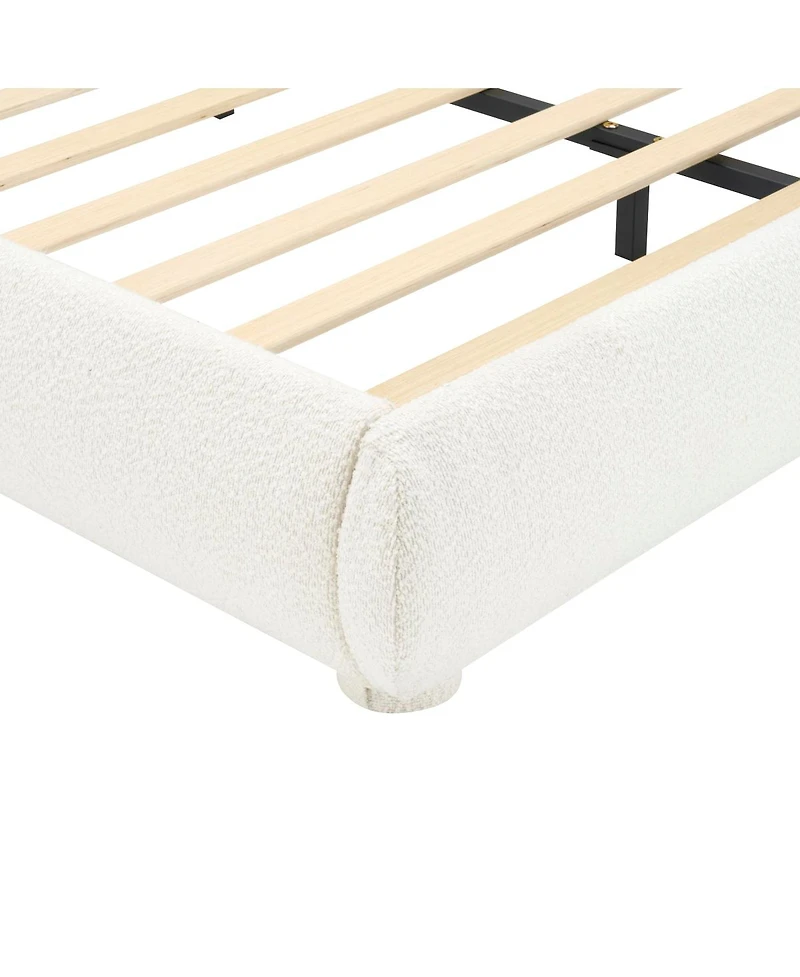 Streamdale Furniture Cream Style Fabric Upholstered Bed, Simple Modern Bedroom Double Bed