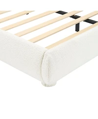 Streamdale Furniture Cream Style Fabric Upholstered Bed, Simple Modern Bedroom Double Bed