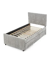 Streamdale Furniture Upholstered Pull-out Trundle Bed with High Padded Back