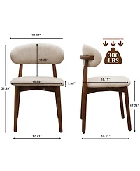 flynama Set of 2 Flannelette Dining Chairs, Solid Oak Wood Legs 300lbs Capacity Armless Side Chairs