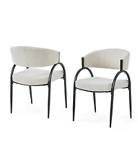 Boyel Living 2-Piece Modern Dining Chairs, Beige Upholstered Seat and Backrest, Sturdy Metal Legs, Contemporary Kitchen