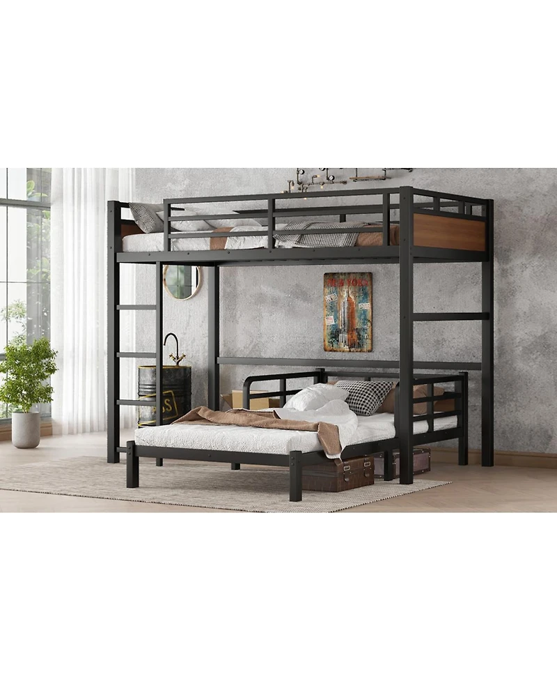 Streamdale Furniture Twin Xl over Twin Xl Metal Bunk Bed, Separable