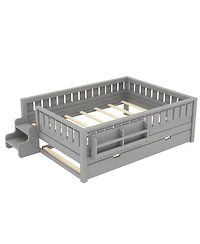 Streamdale Furniture Loft Bed with Bookshelves, Staircase, Safety Rails, and Trundle