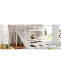 Streamdale Furniture Bunk Bed with Storage Staircase, Slide and Trundle
