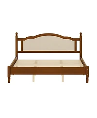 Streamdale Furniture Wooden Platform Bed with Rattan Headboard