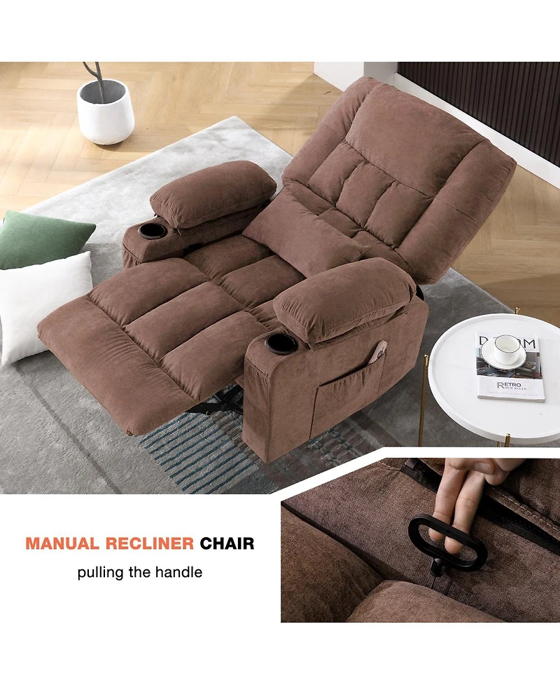 Streamdale Furniture Massage Swivel Rocker Recliner Chair with Heat, Vibration, and Usb Port