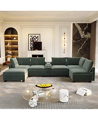 Streamdale Furniture 121.2" Modular U-Shaped Cloud Sectional Sofa with Storage and Usb