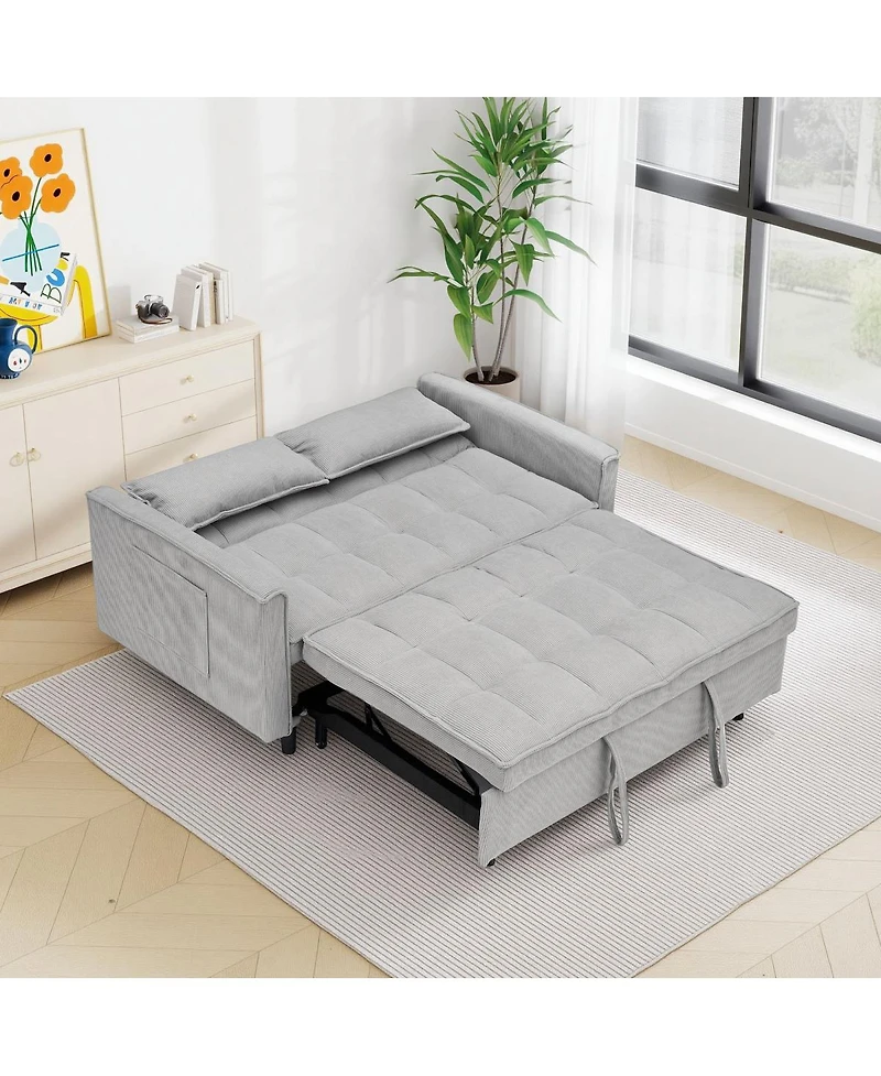 Streamdale Furniture Corduroy Modular Sleeper Sofa with Pull Out Bed