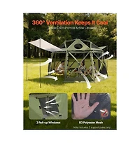 Sugift 13 x 13 feet Pop Up Gazebo Screen Tent 13 Sided Camping Canopy with Mesh Windows Carry Bag