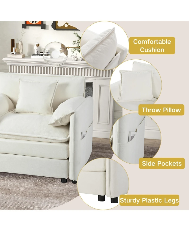 Clihome Oversized Chenille Loveseat Sofa, 2-Seater Small Cloud Couch, Modern Comfy Deep Seat Love Seat,Chenille