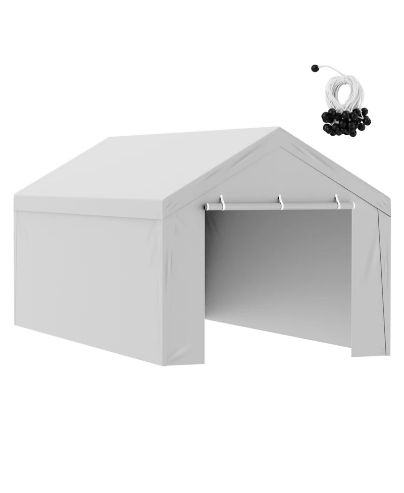Yiortwo 10 x 20 Feet Carport Replacement Cover with Sidewalls, Waterproof Uv Canopy