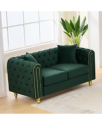 Streamdale Furniture 63" Modern Velvet Loveseat with Button Tufting and Legs