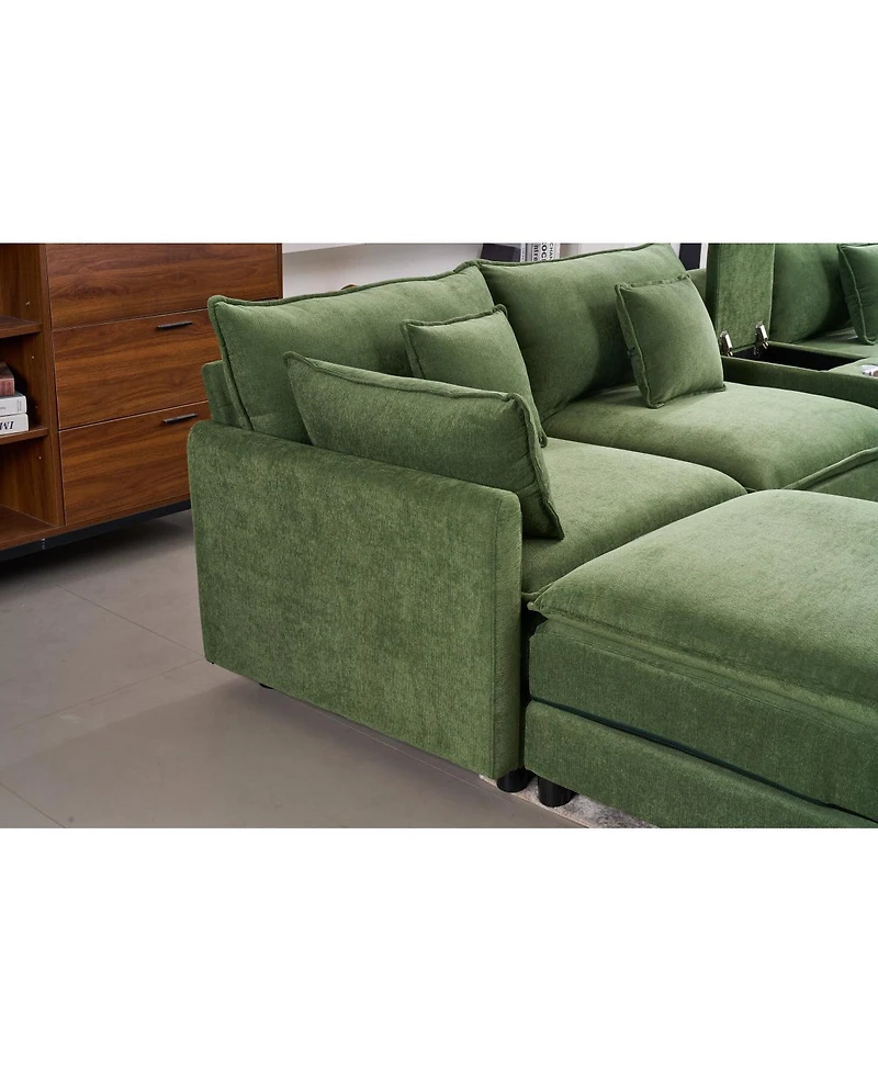 Streamdale Furniture Modular U-Shaped Cloud Sectional Sofa with Storage