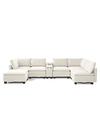 Streamdale Furniture 121.2" Modular U-Shaped Cloud Sectional Sofa with Storage, Usb and Bluetooth