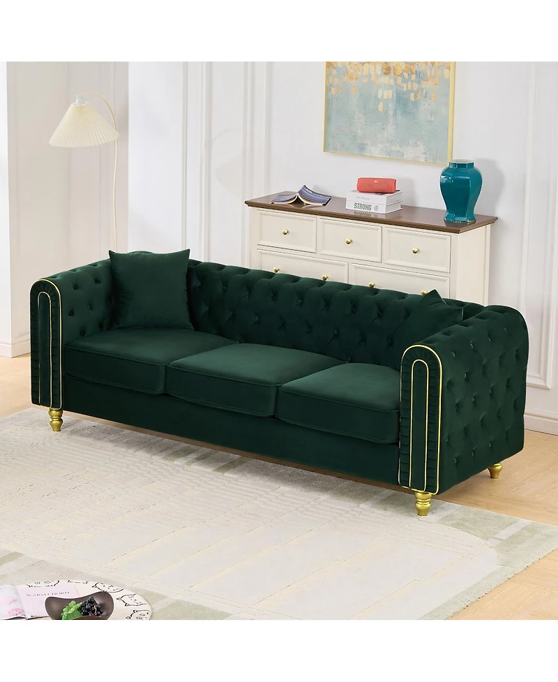 Streamdale Furniture 3+3 Seater Velvet Chesterfield Sofa