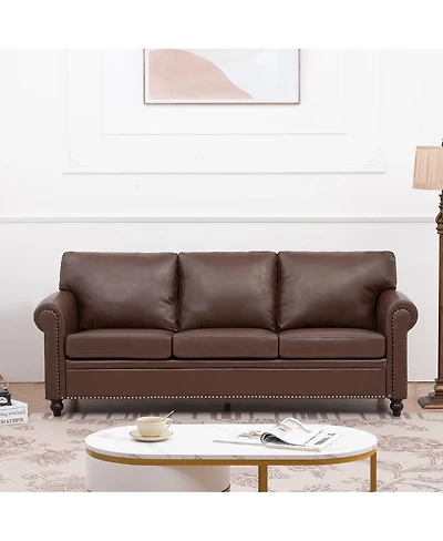 Streamdale Furniture Elegant Pine Wood Armchair with Nailhead Trim and Detachable Cushion