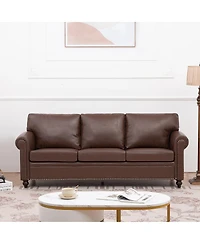 Streamdale Furniture Elegant Pine Wood Armchair with Nailhead Trim and Detachable Cushion