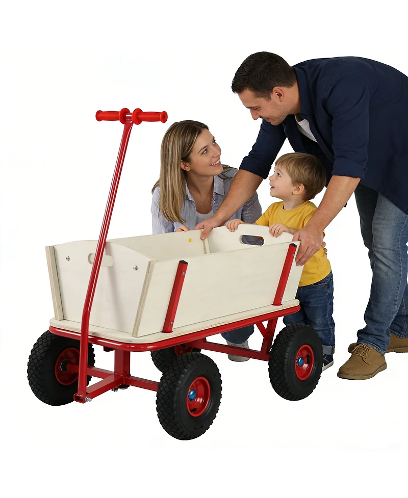 Streamdale Furniture Wooden 4-Wheel Kids' Outdoor Stroller, 260LBS Capacity