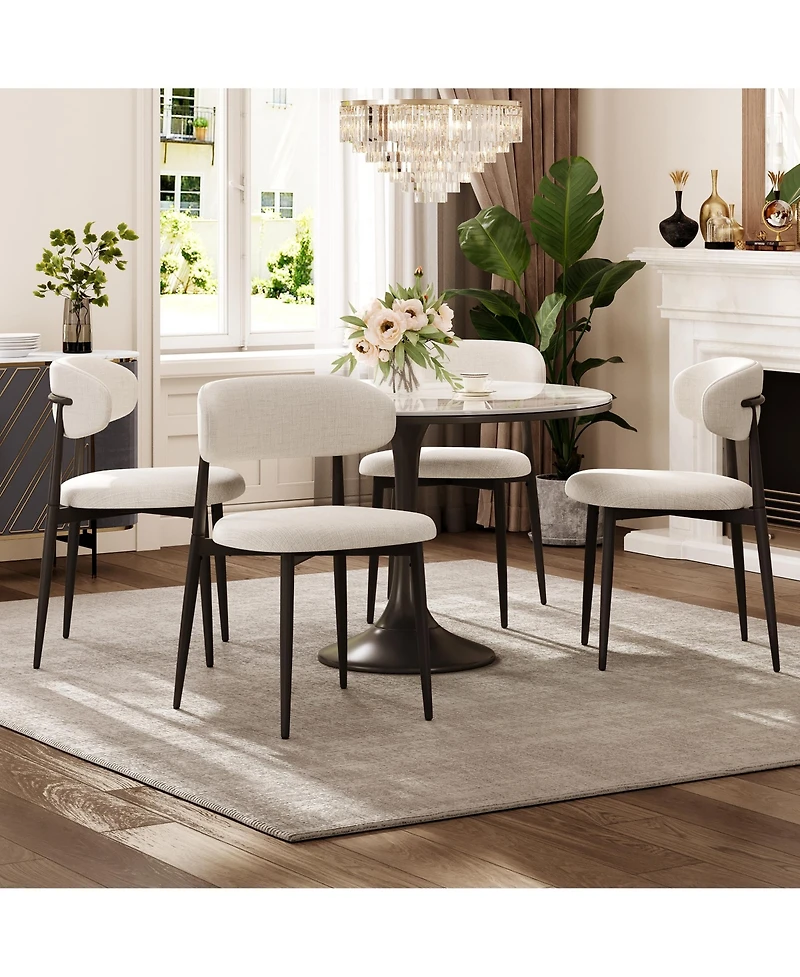 flynama Set of 2 Fabric Metal Dining Chairs, Farmhouse Style Rustic Chairs 250lb Capacity