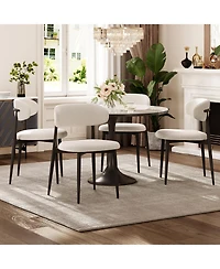 flynama Set of 2 Fabric Metal Dining Chairs, Farmhouse Style Rustic Chairs 250lb Capacity