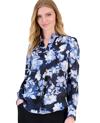 Anne Klein Petite Long-Sleeve V-Neck Top