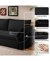 Boyel Living 85" Convertible Sofa Bed, 2-in-1 Plush Fleece Pull-Out Couch with Wood Frame, 600 lbs Capacity for Room
