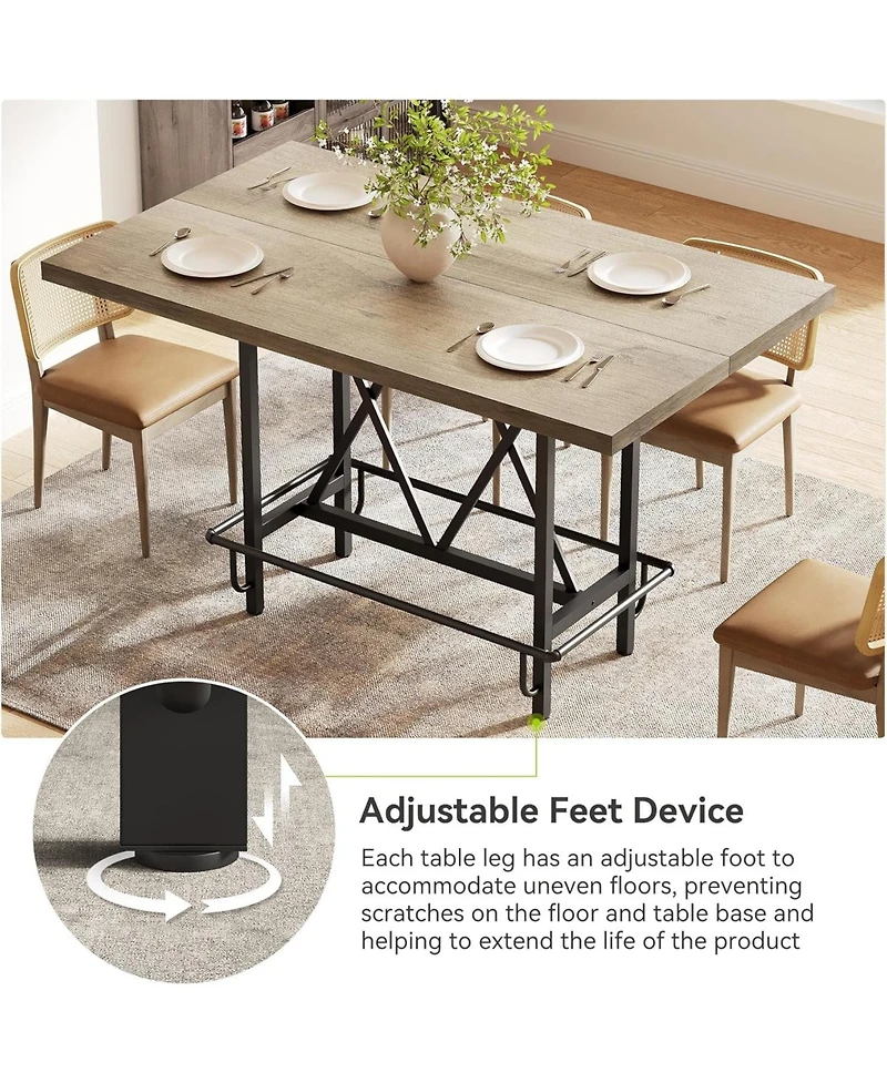 Tribesigns 63-Inch Industrial Bar Table with Metal Footrest, Counter Height Pub Table for Kitchen, Home Bar and Entertaining