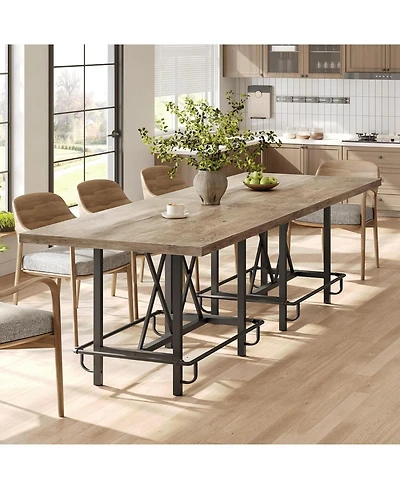 Tribesigns 63-Inch Industrial Bar Table with Metal Footrest, Counter Height Pub Table for Kitchen, Home Bar and Entertaining
