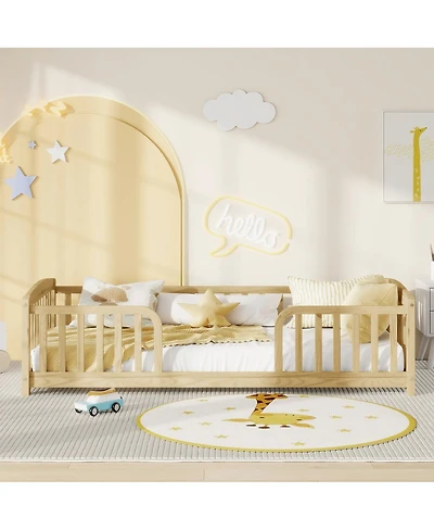 Streamdale Furniture Twin Size Floor Fence Bed with Central Entrance