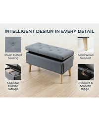 Streamdale Furniture Wide Upholstered Storage Ottoman Bench with Built-in Tray