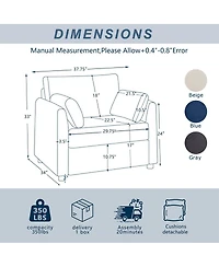 Streamdale Furniture Corduroy Accent Chair with Side Storage Pockets and 2 Pillows