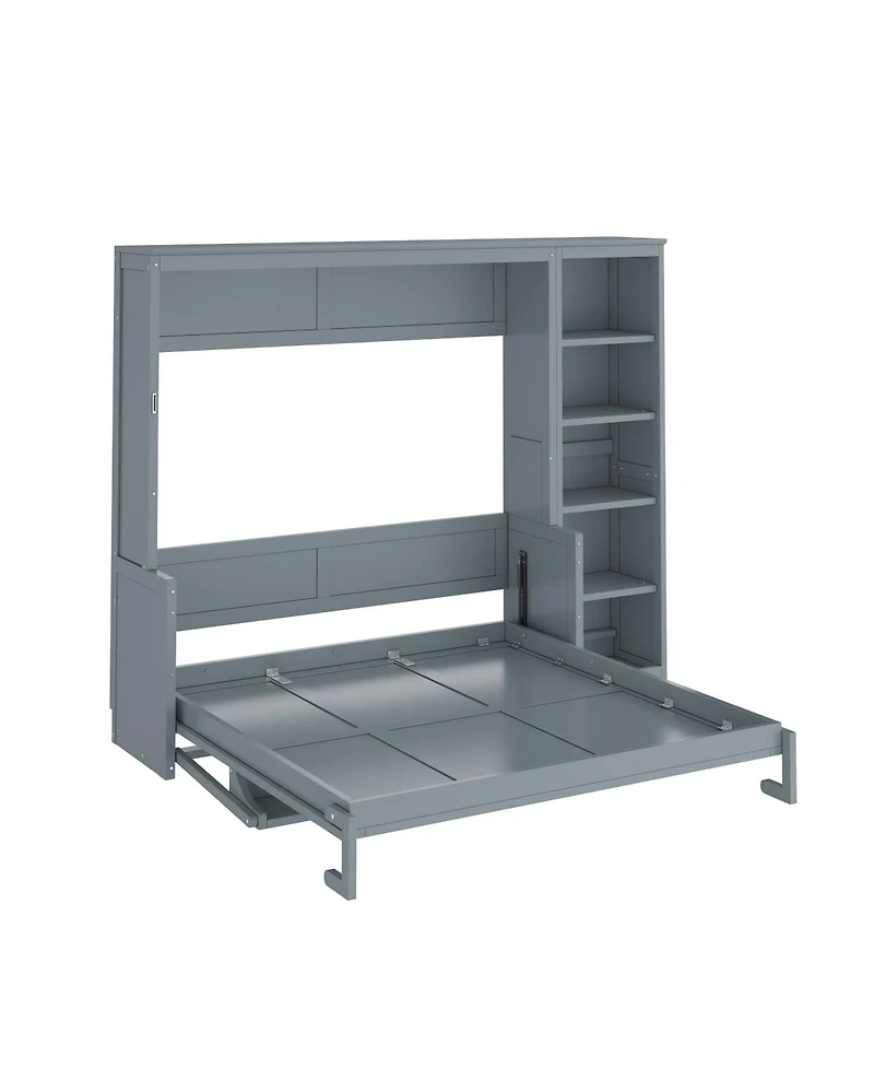 Streamdale Furniture Queen Size Murphy Bed with Desk and Bookshelf