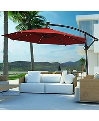 Sugift 10 feet 360degree(s) Rotation Solar Powered Led Patio Offset Umbrella without Weight Base