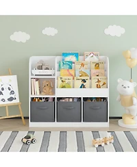 Flynama Kids Bookcase with 3 Fabric Drawers, Mdf Toy Storage Organizer