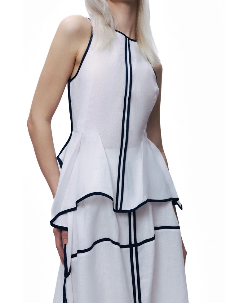 Nocturne Women's Contrast Trim Peplum Top