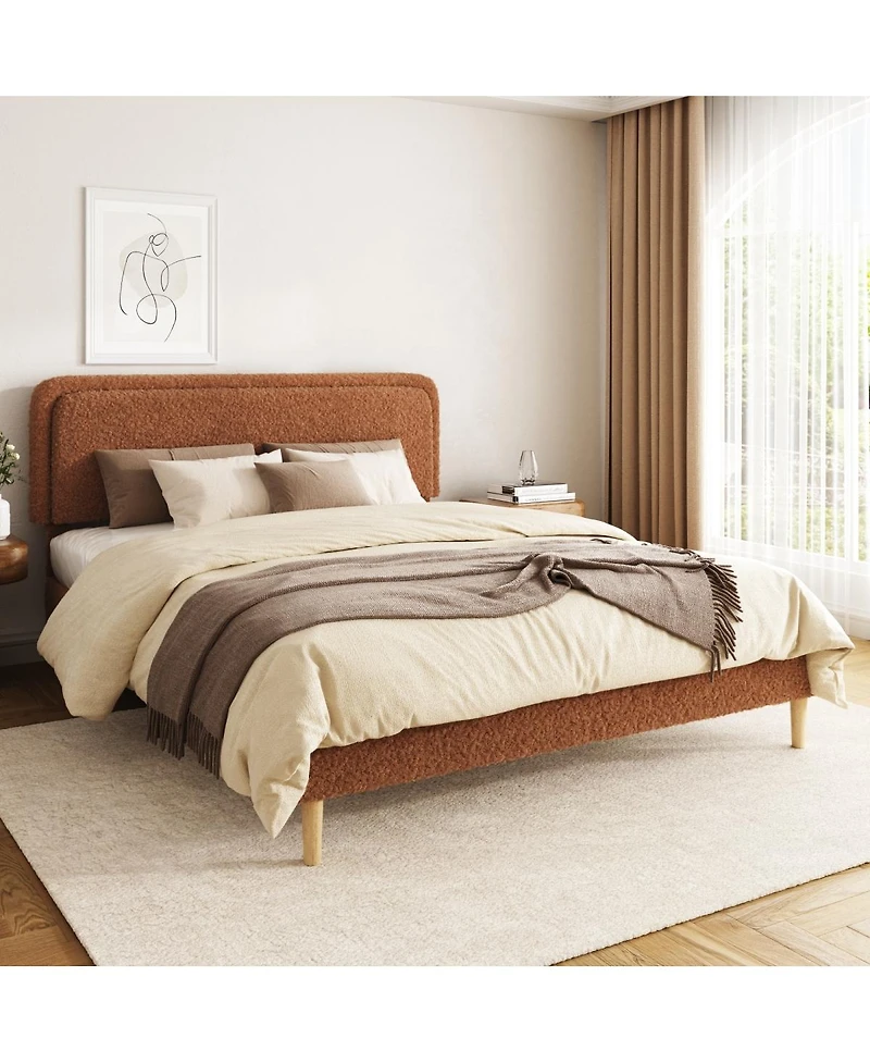 Streamdale Furniture King Upholstered Platform Bed with Adjustable Headboard