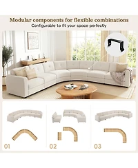 Streamdale Furniture -Piece Upholstered Curved Modular Sectional Sofa with Button Tufted