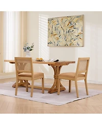 Streamdale Furniture Set of 2 Rattan Cane Back Dining Chairs, Mid-Century Modern Kitchen Chairs