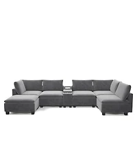 Streamdale Furniture 121.2" Modular U-Shaped Cloud Sectional Sofa with Storage and Usb